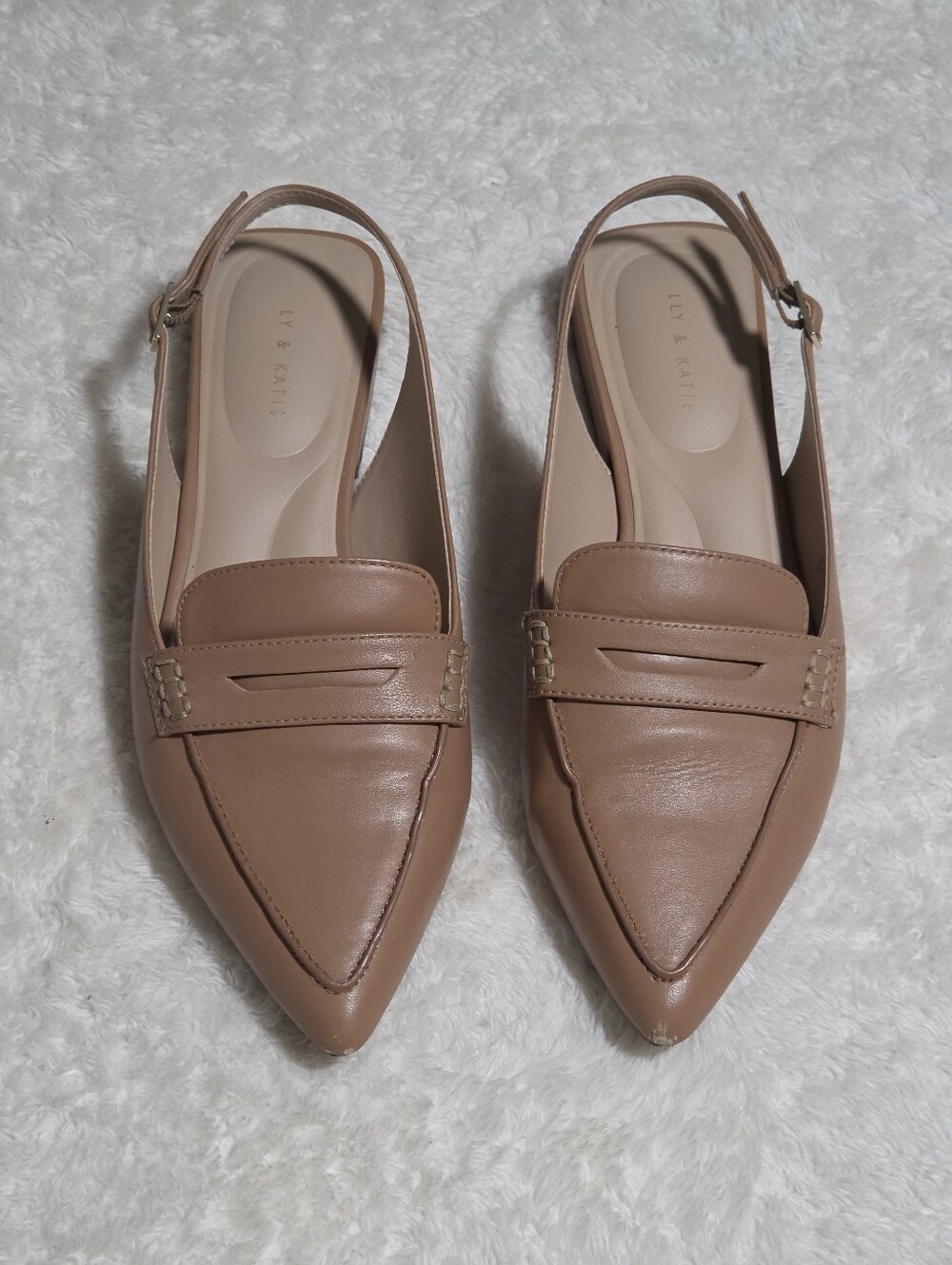 KELLY & KATIE Women's Pointed Slingback Loafer - Tan Size 9M. - Picture 4 of 7